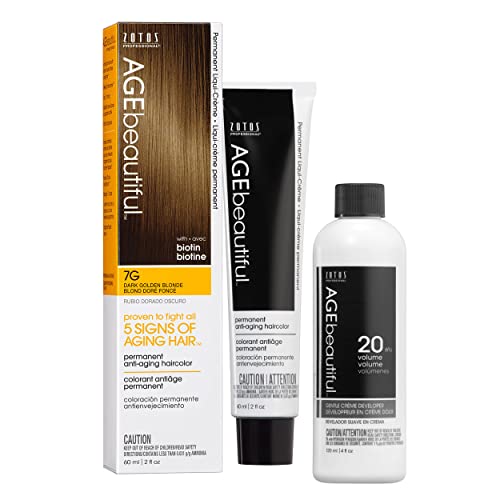 Image of AGE beautiful Permanent Hair Color Cream, 100% Gray Coverage Hair Dye with Biotin Anti-Aging Formula for Fuller, Thicker Hair, Professional Salon Quality