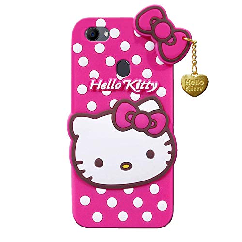 Image of Unirock Hello Kitty Back Case Cover for Vivo V7| 3D Cute Hello Kitty Case |Soft Silicone Rubber Back Cover with Pendant Kitty Cover for Vivo V7 (Pink)