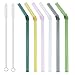 Glass Straws Reusable Straws Colored Glass Straws Healthy and Safe Drinking Straws Transparent and Beautiful Straws 8in x 8mm 1 box of 6 with 2 Stainless Steel Cleaning Brushes (Bent)