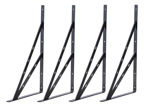 FIRMETAL 24 inch x 15 inch Heavy Duty Shelf Bracket Shelf Bracket 4-Pack 24 Floating Shelf Brackets Corner Brace Joint Right Angle Bracket Black L Brackets Heavy Duty (24 inch x 15 inch)