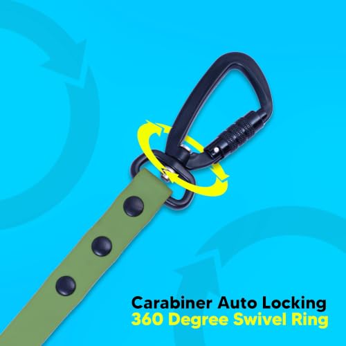 Image of Adil's Biothane Waterproof Dog Collar, Dog Leash & Collar Leash Combo | Heavy Duty TPU Coated Webbing | Adjustable Quick Release Buckle | Odour Resistant (Army Green, L-22, Leash Only)
