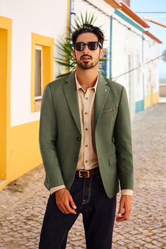 PJ PAUL JONES Mens Blazer Lightweight Sport Coats Casual Two Buttons Notched Lapel Suit Jacket with Removable Brooch3