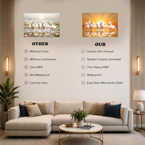 Image of 7 Running Horses Vastu Photo Frame, 8x12 Inch