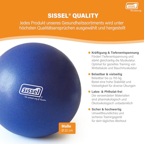 SISSEL Pilates Soft Ball | Gymnastikball & Pilates Ball für Training & Entspannung | Softball für Bauch, Rücken & Core | 22 cm | Belastbar bis 155 kg | Sport Bälle | Gummiball | Physiotherapie Zubehör