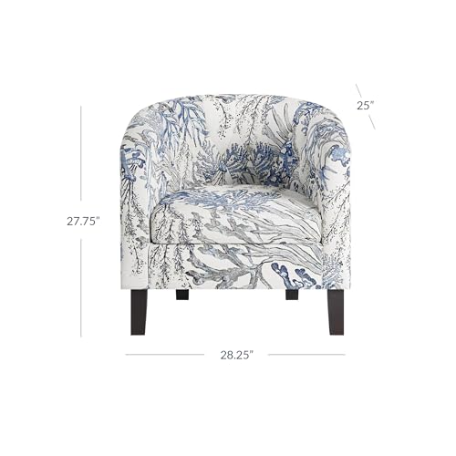 Image of BELLEZE Accent Barrel Arm Chair, Set of 2 Modern Comfy Upholstered Tufted Club Chair with Sturdy Legs and Linen Fabric for Bedroom Living Room - Blue Coral