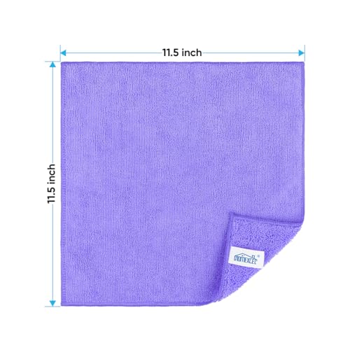 HOMEXCEL Purple Microfiber Cleaning Cloth, 12 Pack Premium Microfiber Towels for Cars, Lint Free, Scratch-Free, Highly Absorbent, Reusable Cleaning Rags for Car, Household, Kitchen, Window,11.5"X11.5"