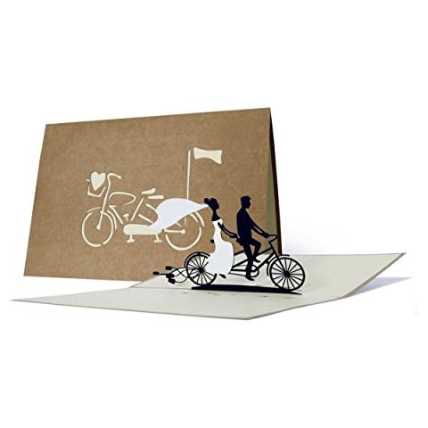 Belle carte de mariage en papier kraft - Mariage Tandem - Carte pour amoureux - Invitation - Élégant - Just Married - L17 Cover