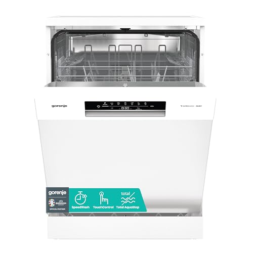 Gorenje GS642E90W Lavavajillas independiente, 60 cm, 13 cubiertos, Total AquaStop, protección total contra derrames, programa higiénico, función SpeedWash, autolimpieza, cesta de cubiertos
