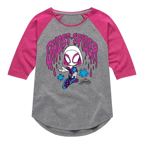 Marvel Spider-Man and His Amazing Friends - Doodle Ghost Spider - Toddler and Youth Girls Shirt Tail Raglan