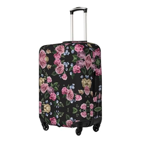 Black Blackgound Rose Print Luggage Suitcase Cover Protector Luggage Washable Covers With Concealed Zipper2