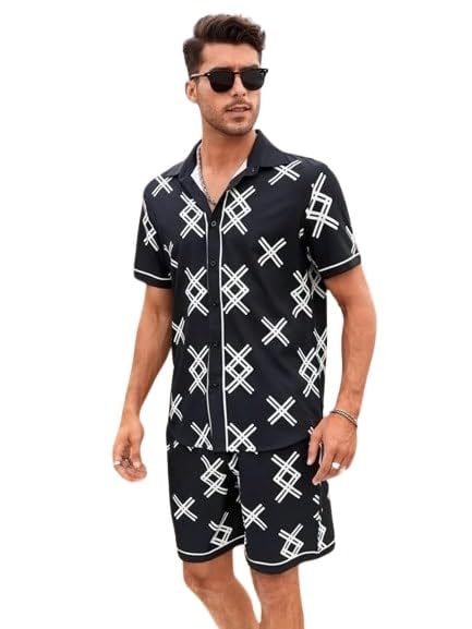 Star Men Printed Black Night Suit Set – Hunter Black, Size M | Comfortable Sleepwear for Men Star Men Printed Black Night Suit Set – Hunter Black, Size M | Comfortable Sleepwear for Men