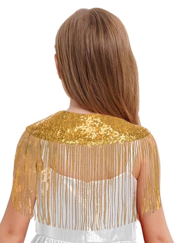 Kids Girl Sequin Tassel Shawl Wrap Princess Shoulder Cape Flower Bolero Shrug Wedding Dress Up2