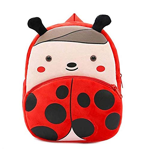 ANKKO® Sac à Dos d'école pour Enfant en Peluche, Longueur épaule, Coccinelle, 26.5 * 24cm