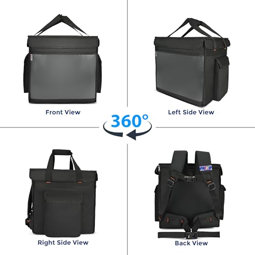 Image of Foldable Insulated Food Delivery Backpack - Keeps Meals Hot for Up to 2 Hours - Crossbody Multi-Meal Carrier for Couriers & Restaurants - Black