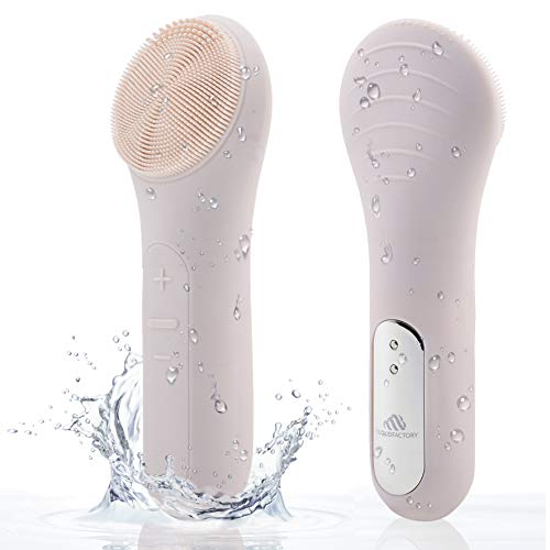CloudFactory Sonic Facial Cleansing Brush â Silicone Face Cleansing Brush with Heating Function â 5 Cleansing Intensities - Face Cleaning Brush for All Skin Types â Wireless Charging (Light Gray)