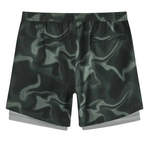 Image of maamgic Mens Workout Shorts 2 in 1 Stretch 5 inch / 7 inch Gym Shorts Running Shorts with Compression Liner Zip Pocket
