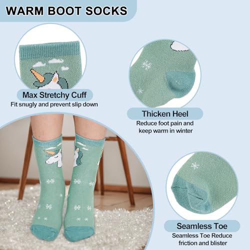 Kids Merino Wool Hiking Socks for Toddlers Boys Girls, 4 Pairs Warm Thick Thermal Crew Boot Heavy Cozy Gift Socks2