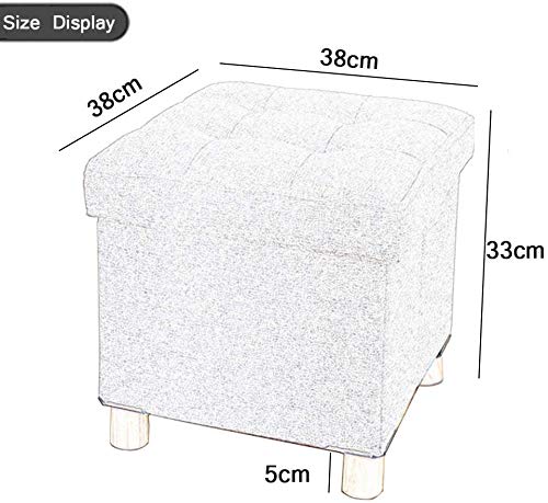 Repose-pieds rangement ottoman lin vert 38cm coffre jouet tabouret