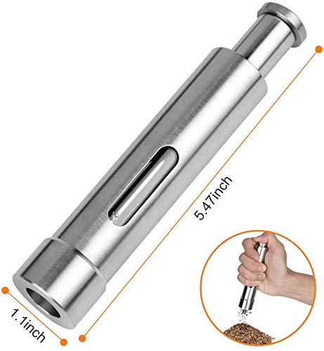 Cute Stainless Steel Pepper Mills With One Hand Stands Mini Thumb Push For Peppercorns, Sea Salt, Spices, Table Seasoning Grinders #TOP1
