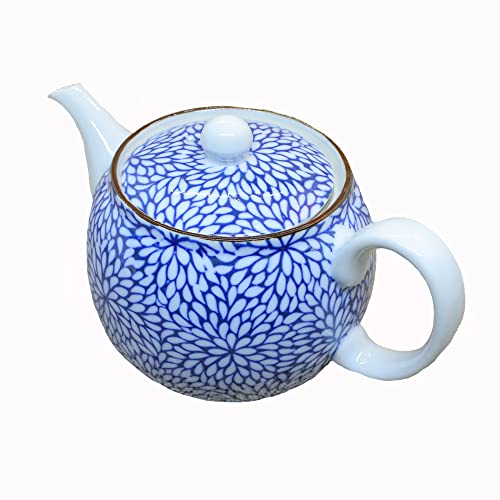 急須 有田焼 華菊青丸ポット 花柄|和食器 陶器 三階菱