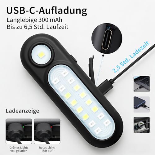Taximi LED Clip Lamp - 300 Lumen Lauflicht Joggen Licht mit 6 Modi, IPX5 Wasserdicht LED Blinklicht Schulranzen Licht für Hundegeschirr, Kinder Reflektoren Anhänger zum Rucksack Kleidung, 2er