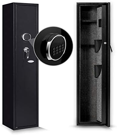4-5 Rifle Electronic Digital Keypad Safe, XL Large Capacity Rifle Gun Safe Cabinet Quick Access Storage with 2 Handgun Holders and Pistol/Handgun Separate/Removable Box
