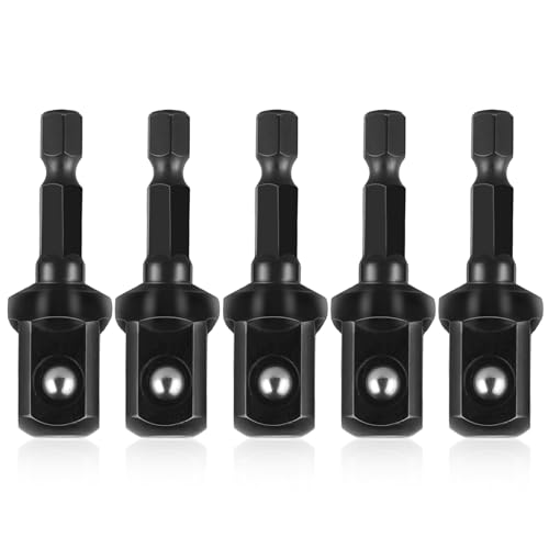 Image of 1 /2 Impact Adapter 5Pcs Square Socket Bit Adapter Black Drill Socket Adapter Impact Socket Adapter Set For Impact Driver Automotive Diy Extension Socket Driver Bits Manual Impact Driver(1 /2x50mm)