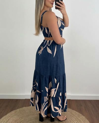 Image of CHICME Summer Dresses for Women 2026 Sleeveless Casual Boho Maxi Dress Square Neck Cut Out Floral A Line Dress