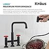 KRAUS Urbix Industrial Bridge Kitchen Faucet with Side Sprayer in Matte Black/Red, KPF-3125MBRD #5