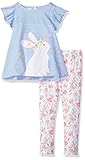 Mud Pie Baby Girls 2 Piece Bunny Tutu Set, Blue, 3T