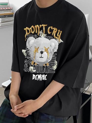 Image of CHKOKKO Mens Polyester Stylish Oversized T Shirt for Daily & Casual Wear Printed Design with Drop Shoulder & Half Sleeves