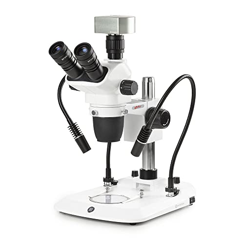 Image of Trinocular Stereo Zoom Microscope Nexiuszoom EVO, 0.65x to 5.5x Zoom Objective Magnification 6.5x to 55x Pillar 2 Incident LED Illuminations Gooseneck 1 Transmitted 3W LED Illumination, Digital Camera