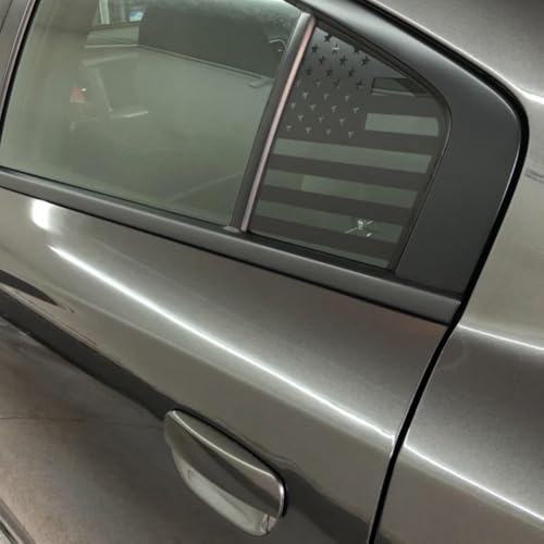 Image of American Flag Decal Car Rear Side Window Sticker Matte Black Rear Quarter Window DIY Sticker Left and Right Side Window Cling Car Exterior Decoration Accessories, for Dodge Charger 2011-2020