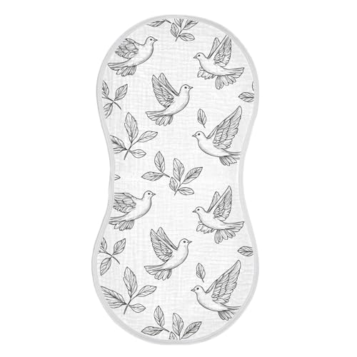 vvfelixl Baby Burp Cloths Simple Peace Dove Baby Newborn Cotton Burping Cloths Set Babys Washcloths 4 Pack