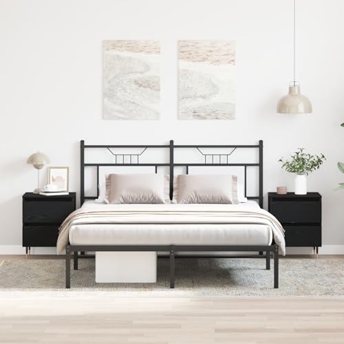Brokky 863467 Bedside Cabinets 2 pcs Black Oak 40x35x50 cm Engineered Wood Wooden Standing Side Cabinet Unit for Living Room Kitchen Hallway