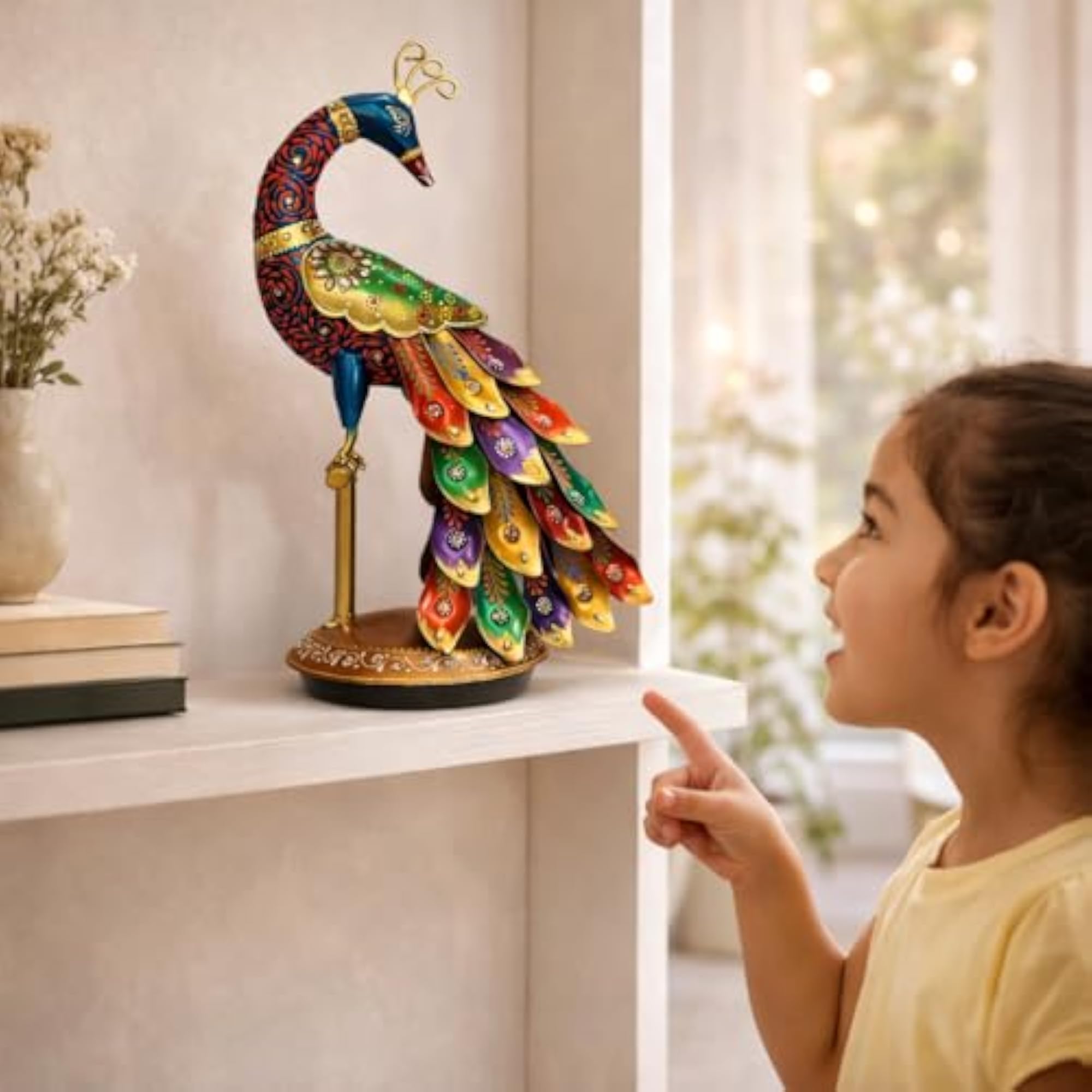 Handcrafted Metal Peacock Showpiece for Home Décor