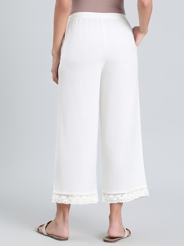 Image of GO COLORS Soft Linen Wide Pant Full Length for Women| Breathable, Mid Rise