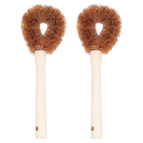 Image of Housoutil Kitchen Cleaning Brush Coconut Coir Pot Brush with Wooden Handle Non-Skid Scrubber for Dish Pan and Cookware Cleaning 9.05X3.34X1.57In