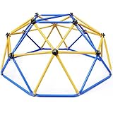 Hapsor Climbing Dome, 6FT Geometric Dome Climber, Indoor Outdoor Jungle Gym Supports 600lbs, Easy Assembly Playground Jungle Gym Backyard Play Equipment, Yellow+Blue