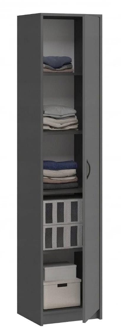 BDW – Armoire avec 5 Étagères – Meuble de Rangement de 40 cm L, 185 cm H, 35 cm P – Armoire Chambre Enfant, Dressing Chambre Adulte ou Salle de Bain – 1 Porte – Anthracite