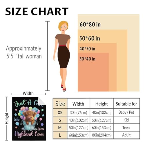 Highland Cow Blanket Gifts - 60x80 Inches Cute Throw Blanket for Girls - Colorful Soft Fuzzy Blankets for Bed, Couch & Living Room