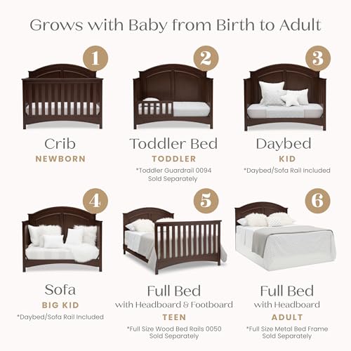 Image of Delta Children Perry 6-in-1 Convertible Crib & Mattress, Walnut Espresso