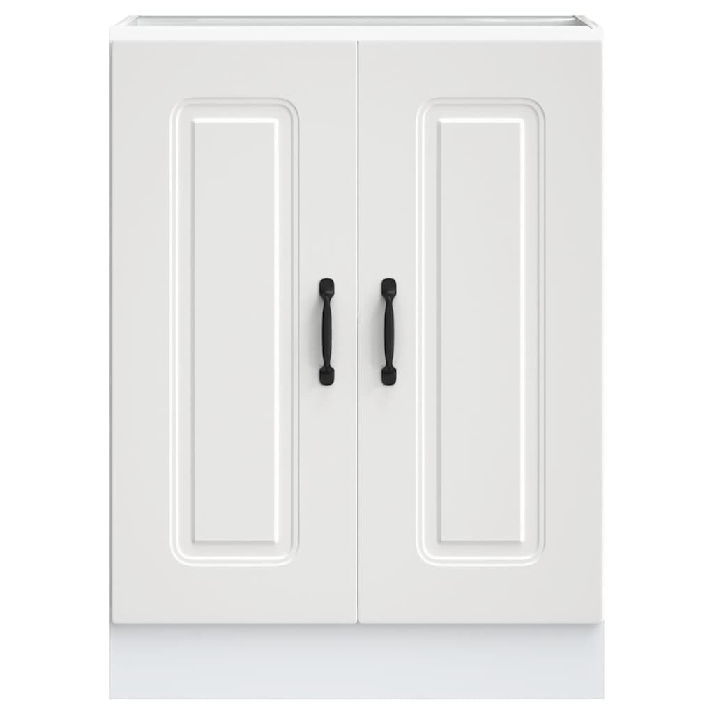Kalmar biała szafka pod zlewozmywak z materiału drewnopochodnego, 60 x 46 x 81,5 cm, z regulowanymi nóżkami, dużo miejsca do przechowywania, praktyczne drzwi i wytrzymała powierzchnia do