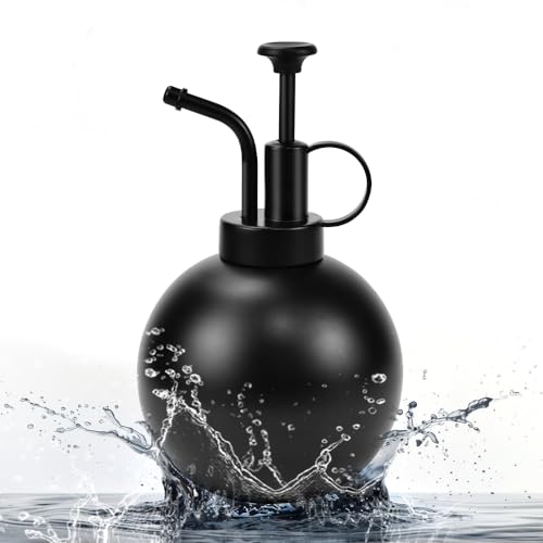 AFASOES Regadera Spray Plantas 500ml Regadera Pequeña Plantas Interior Pulverizador de Planta a Presión Regadera Pequeña Vintage Regadera Bonsai Regadera Negra Metal para Regar Plantas Flores Macetas