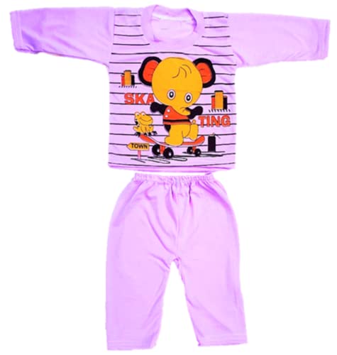 Image of Baby Boys & Girls Dress Soft Cotton Blend Unisex T-shirts and Pyjama Pants | 6 Full sleeves T-shirt + 6 Pyjama Pants Multi colored Size 0 up to 18 Months