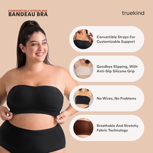 Truekind Bra, Wireless Strapless Bra, Bandeau Bra, Small to Plus Size Strapless Bras for Women, Womens Strapless Bras - Image 4