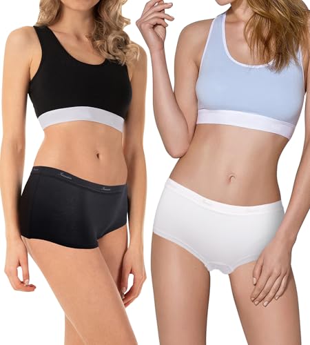 Womens Organic Cotton Boyshort Panties Underwear Teen Girls Sporty Boxer Briefs with Elastic Waistband4