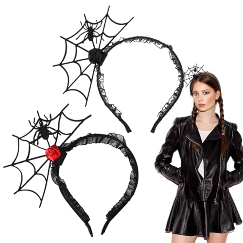 MIRKUZI Joyería y maquillaje para niños 2 diademas de araña para Halloween, diademas con orejas de animal, diademas para disfraces con diseños de animales, tocados de fiesta, maquillaje para adultos