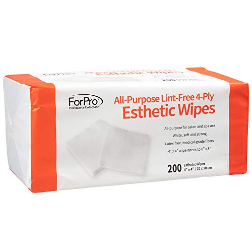 Image of ForPro Professional Collection All-Purpose Lint-Free 4-Ply Esthetic Wipes, for Salon and Spa Use, Soft, Strong and Durable, Latex-Free, 4 inch x 4 inch, 200-Count (Pack of 6)