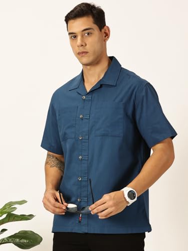 Image of Thomas Scott Men's | Solid | Half Sleeve | Regular Fit | 100% Cotton | Double Pocket | Spread Collar | Casual Shirt